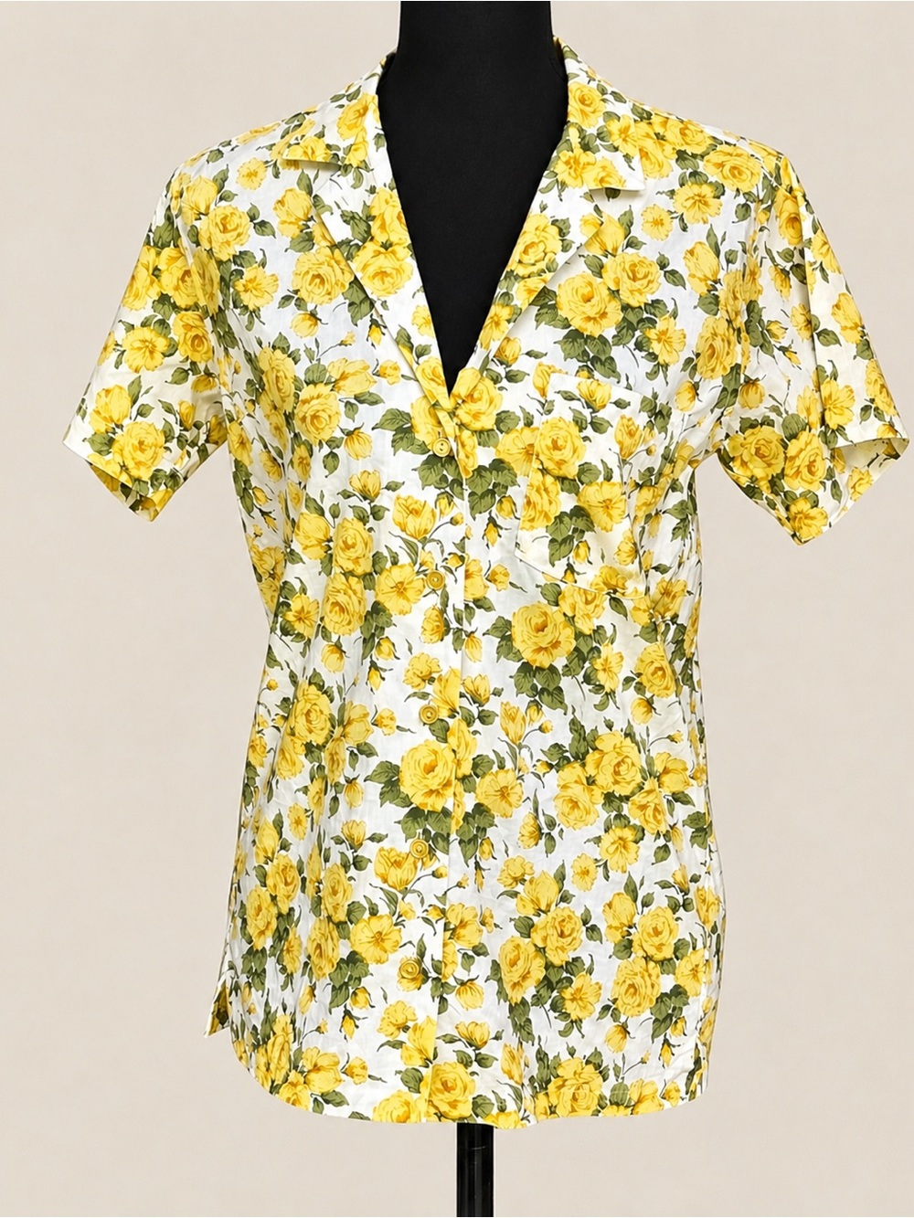 Onia Yellow Floral Button Up Shirt XS Cotton Summer Blouse